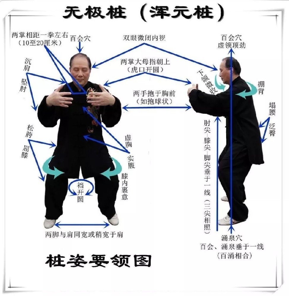 丹道养生桩：无极桩和混元桩的练习方法和作用